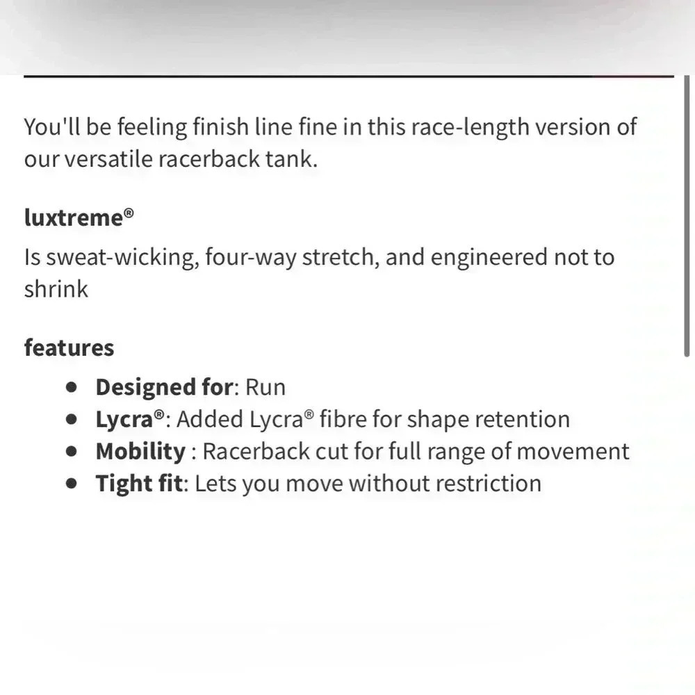 Lululemon Cool Racerback II *Race Length - Picture 5 of 5